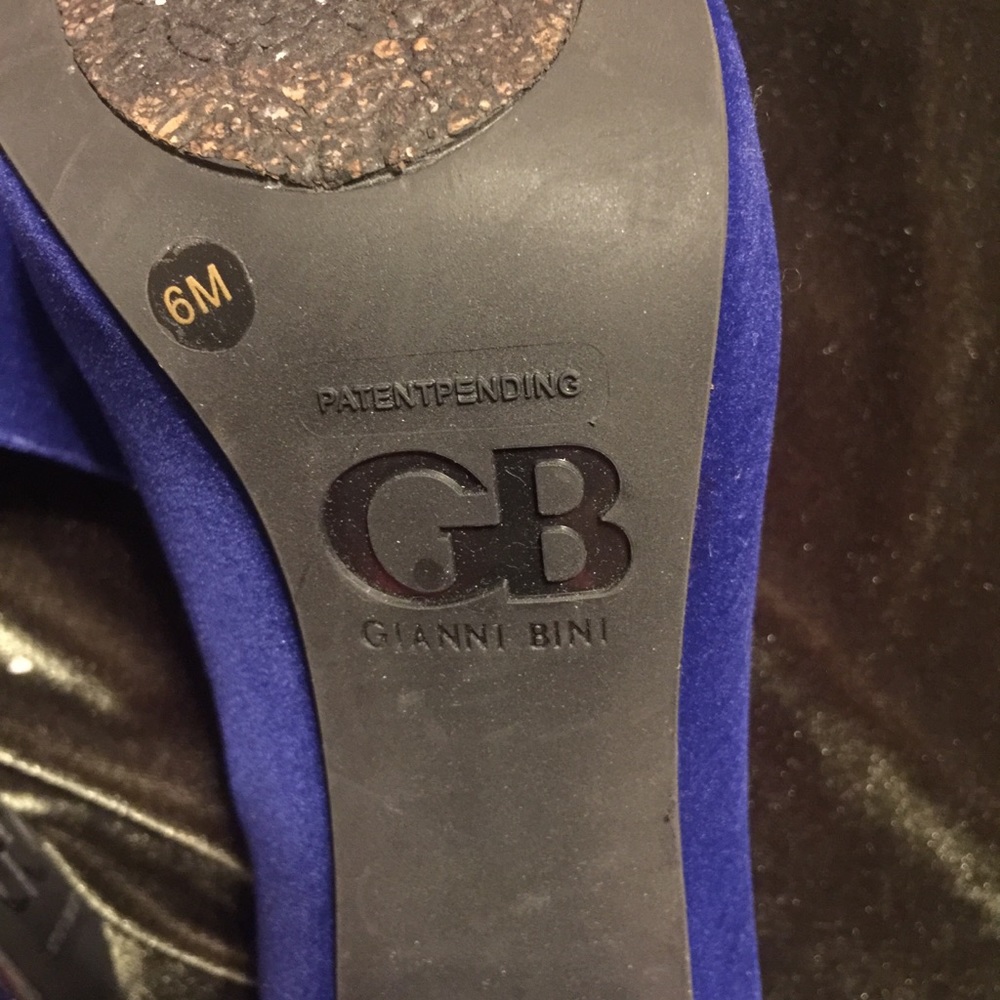 Gianni Bini blue velvet rhinestone peep toe heel - Picture 5 of 8
